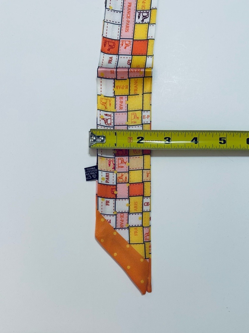 ORANGE SQUARE PARIS PRINT SKINNY SCARF STYLE HANDBAG HANDLE WRAP HAIR NECK TIE - Picture 7 of 8